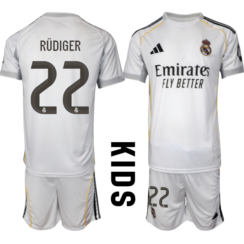 Youth 2025-2026 Club Real Madrid home white 22 Soccer Jersey 01